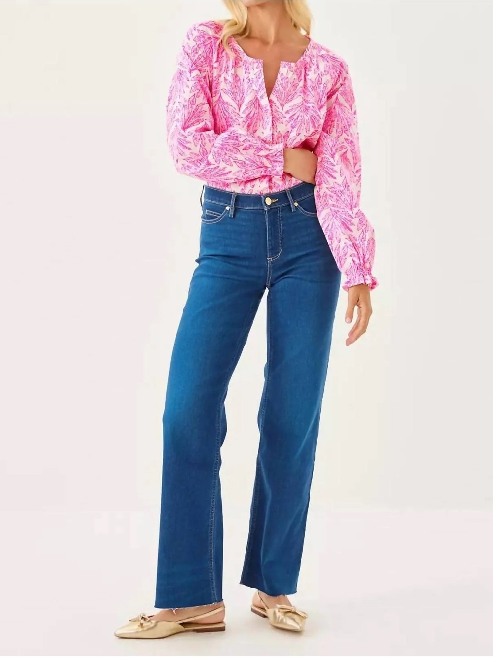 EUC Lilly Pulitzer - Aniston High Rise Straight Leg Jean Medium Wash